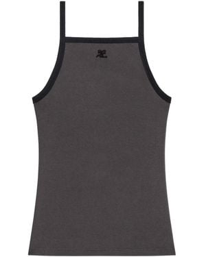 Courreges Tanktop mit Kontrastborten - Grau