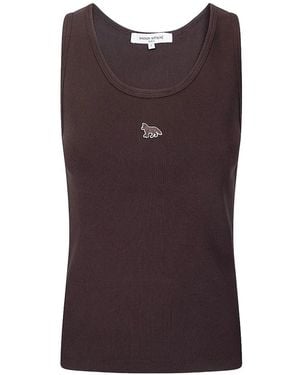 Maison Kitsuné Ribbed fox tank top - Lila