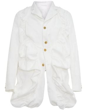 Comme des Garçons Ruffled Gathered Blazer - White