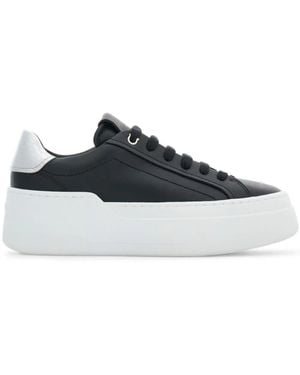 Ferragamo Logo-Patch Leather Sneakers - Blue