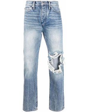 Rhude Ripped-Detail Jeans - Blue