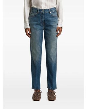 Peserico Faded-Effect Straight-Leg Jeans - Blue