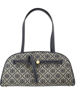 Tory Burch T Monogram Buckled Shoulder Bag - Black