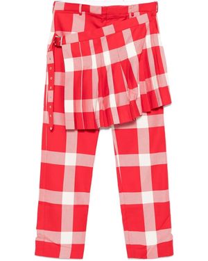 Charles Jeffrey Pantalon Plissé À Carreaux - Rouge