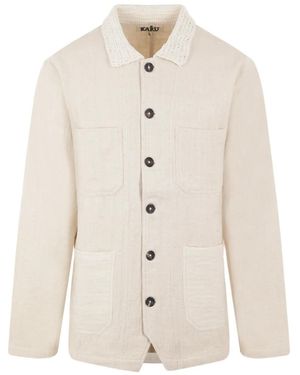 Kartik Research Chaqueta con bordado kantha - Blanco