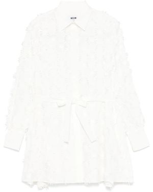 MSGM Abito Corto Con Dettaglio 3D - Bianco