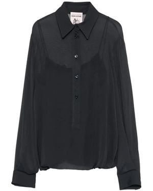 Semicouture Klassisches Henley-Hemd - Schwarz