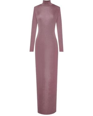 Saint Laurent Mock Neck Long Sleeve Dress - Pink