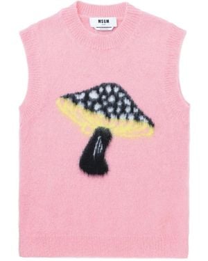 MSGM Mushroom Graphic Tank Top - Pink