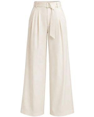 Kaos Belted Pleated Pants - White