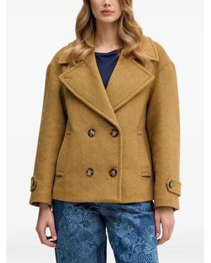 Sisley Buttoned V-Neck Jacket - Natural