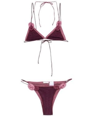 Oséree Doube Mesh Rose Bikini - White