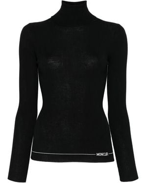 Moncler Roll Neck Ribbed Top - Black