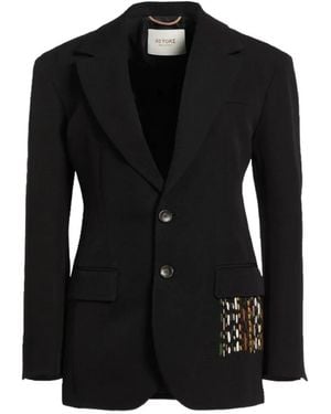 RETORI Embroidered Single-Breasted Virgin-Wool Blazer - Black