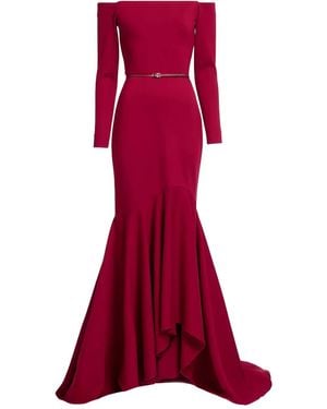 Elie Saab Off-Shoulder Belted Maxi Dress - Red