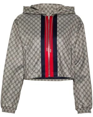 Gucci Gg Technical Jersey Zip Jacket - Brown
