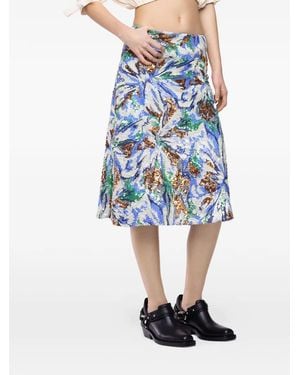 Rabanne Floral-Sequin Midi Skirt - Blue
