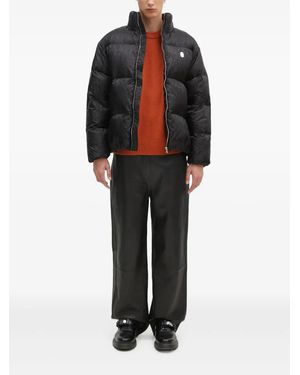 A Bathing Ape Logo-Pattern Puffer Jacket - Black