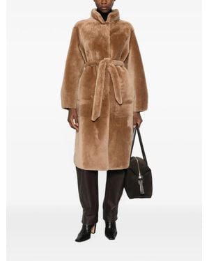 Suprema X Eraldo Belted Shearling Coat - Natural