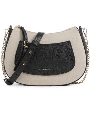 Coccinelle Grained-Leather Canvas Shoulder Bag - Black