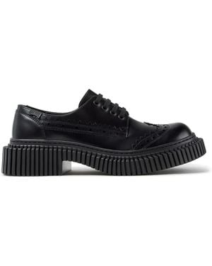 Camper Pix Brogue-Detail Leather Loafers Shoes - Black