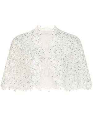 Adamaris Sequin-Embroidered Lace Jacket - White