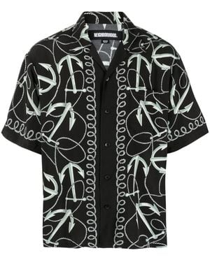 Neighborhood Anchor-Print Camp Shirt - Black