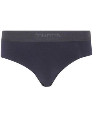 Tom Ford Branded-Waistband Briefs - Blue