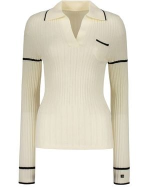 Low Classic Ribbed Polo Top - Natural