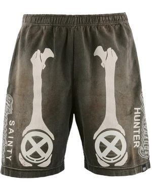 SAINT Mxxxxxx Bone-Print Shorts - Grey