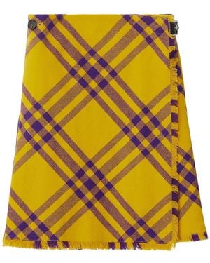 Burberry チェック キルトスカート - イエロー