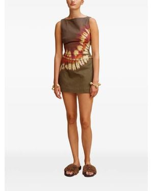 ALÉMAIS Marilyn Tie-Dye Denim Mini Dress - Green