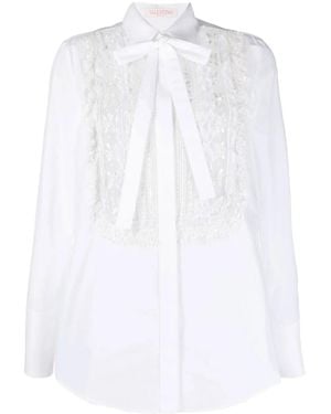 Valentino Garavani Lace-Bib Tailored Shirt - White
