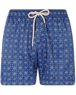 Peninsula Capresa Patterned Drawstring-Fastening Swim Shorts - Blue