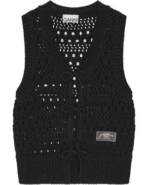 Ganni Open-Knit Cardigan - Black