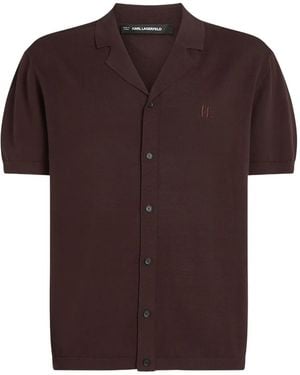 KARL LAGERFELD Monogram-Detail Shirt - Brown