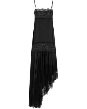 Dolce & Gabbana Satin Dress With Lace Bands - Black