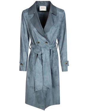 Mono Suede Trench Coat - Blue