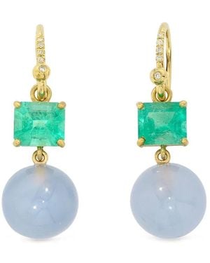Irene Neuwirth Gumball Emerald And Chalcedony Earrings - Metallic