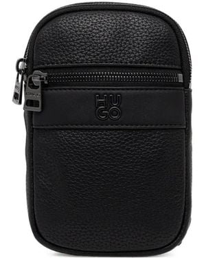 HUGO Borsa A Spalla Con Placca Logo - Nero