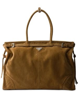 Prada Bonnie Tote Bag Aus Wildleder - Braun