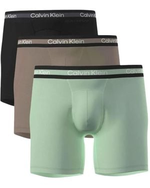 Calvin Klein 3-Pack Logo-Waistband Boxer Briefs - Green