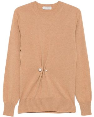 Alberta Ferretti Pin-Embellishment Cashmere Jumper - Natural