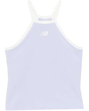 New Balance Logo-Embroidered Top - White