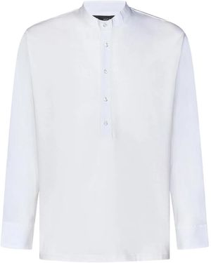 Low Brand Button-Placket Long-Sleeved T-Shirt - White