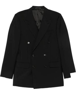 Caruso Double-Breasted Peak-Lapel Suit - Black
