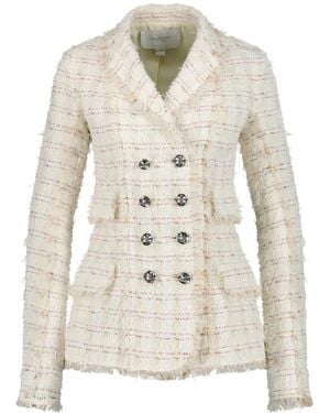 Giambattista Valli Bouclé Double-Breasted Blazer - White