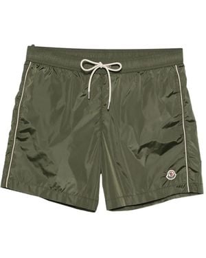 Moncler Logo-Patch Drawstring-Waist Swim Shorts - Green