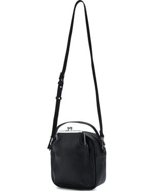 Y's Yohji Yamamoto クラスプ レザーミニバッグ - ブラック