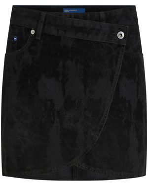 KARL LAGERFELD Velvet Denim Mini Skirt - Black